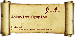 Jakovics Agapion névjegykártya